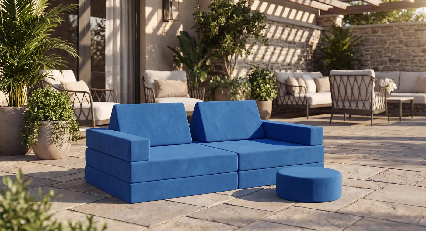 Blue modular outdoor sofa set